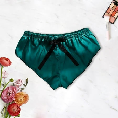 

Womens Underwear Silk Satin Flowers Floral Lace Pajamas Underwear Women Shorts S-Xxxl Underwear For Women Green L