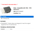 thumbnail image 2 of Relay - Compatible with 1986 - 1994 Nissan D21 1987 1988 1989 1990 1991 1992 1993, 2 of 2