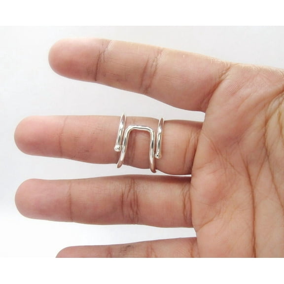SS DESIGNS Sterling Silver Splint Ring by Evabelle Jewelry | Mallet Finger Ring | Boutonniere Finger Splint | Lateral Deviation Finger Support | Adjustable Medical Splint Ring
