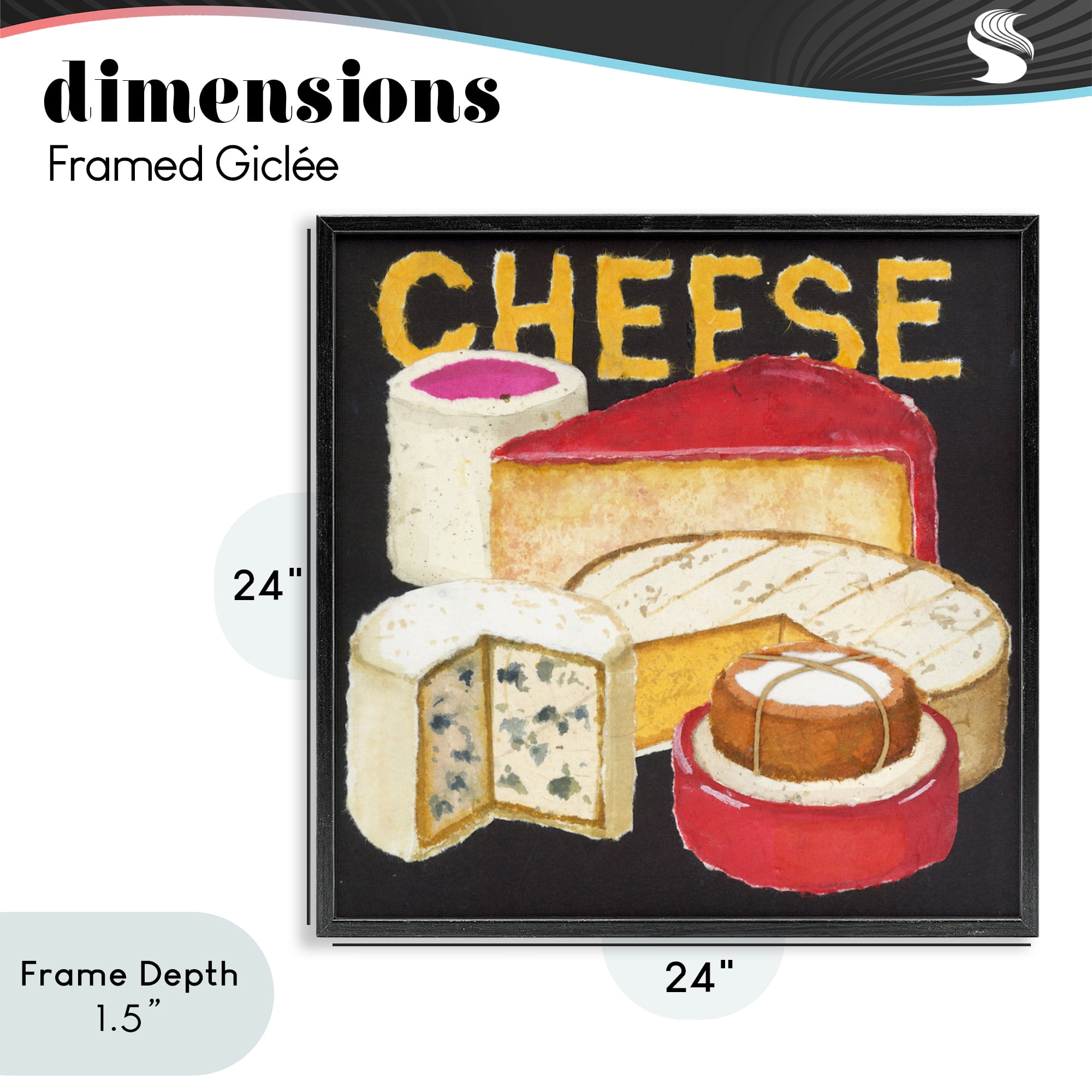 Stupell Industries Assorted Cheese Wheels Black Framed Giclee Art, design by Nancy Overton