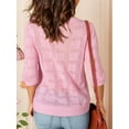 thumbnail image 4 of Weardear Womens 3/4 Sleeve Lightweight Crochet Crewneck Sweater Loose Casual Knit Tunic Tops, 4 of 8