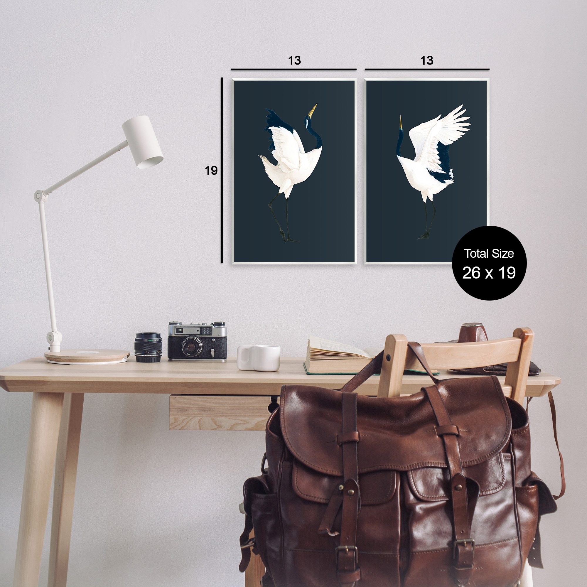 Stupell Industries Traditional Cranes Dance Animals & Insects Painting Unframed Art Print Wall Art, 13 x 19, Set of 2