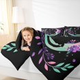 thumbnail image 3 of Manfei Witchy Moon Cat Twin Comforter Sets, Floral Botanical Bedding Set, Black Pink Teal, Black Reversible, 2pcs, 1 Comforter and 1 Pillowcase, 3 of 7