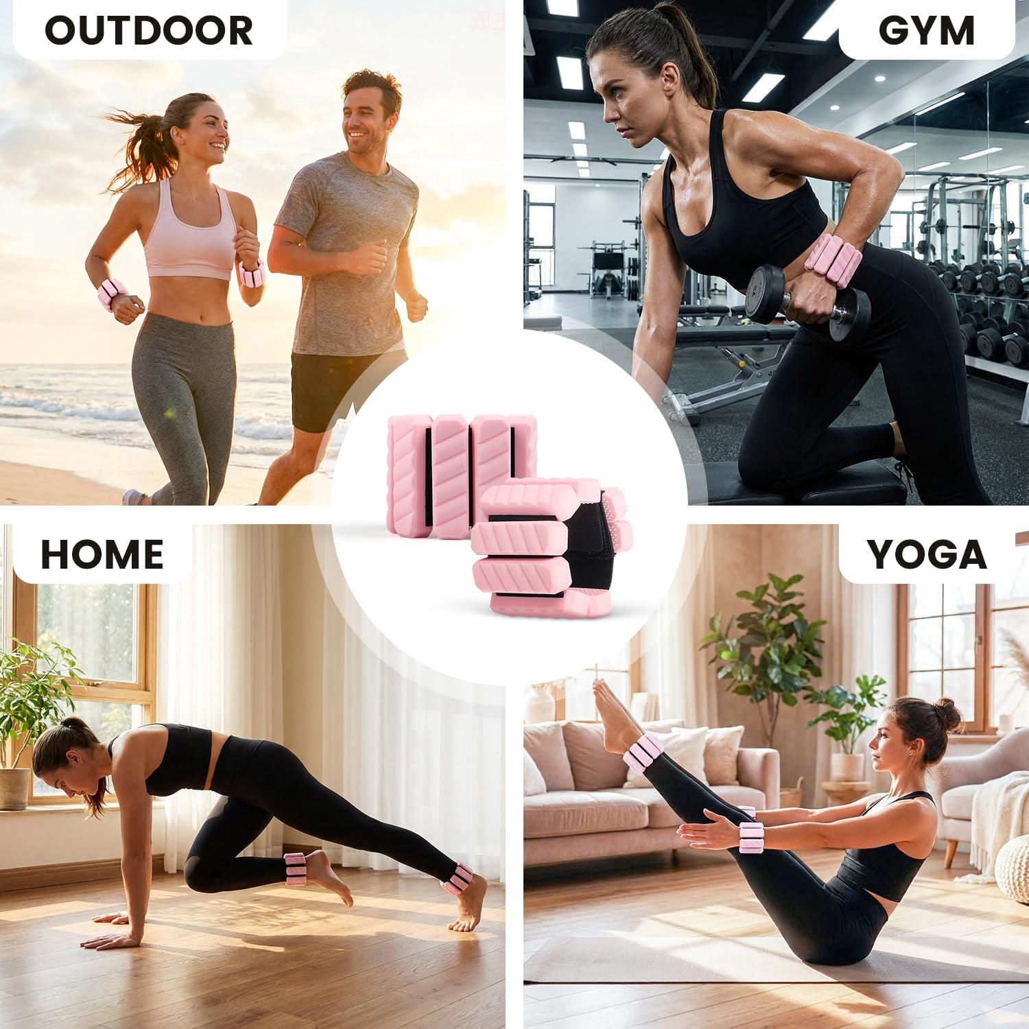 Wrist & Ankle Weights  1 lb Total (2×0.5 lb), Silicone-Wrapped Adjustable Wearable Weights for Toning, Walking, Pilates & Yoga - Pink