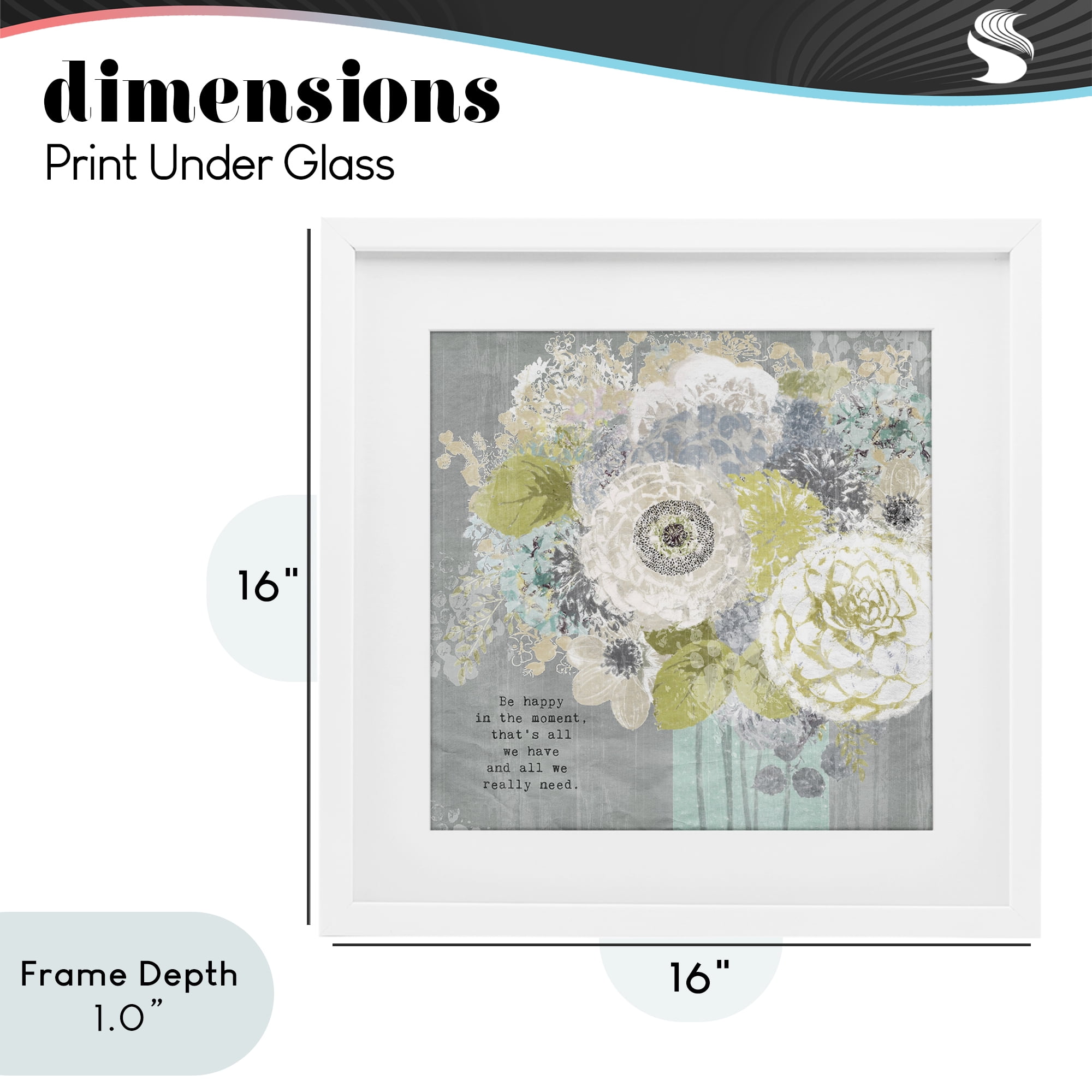 Stupell Industries Happy In The Moment White Framed Print Under Glass, design by Suzanne Nicoll