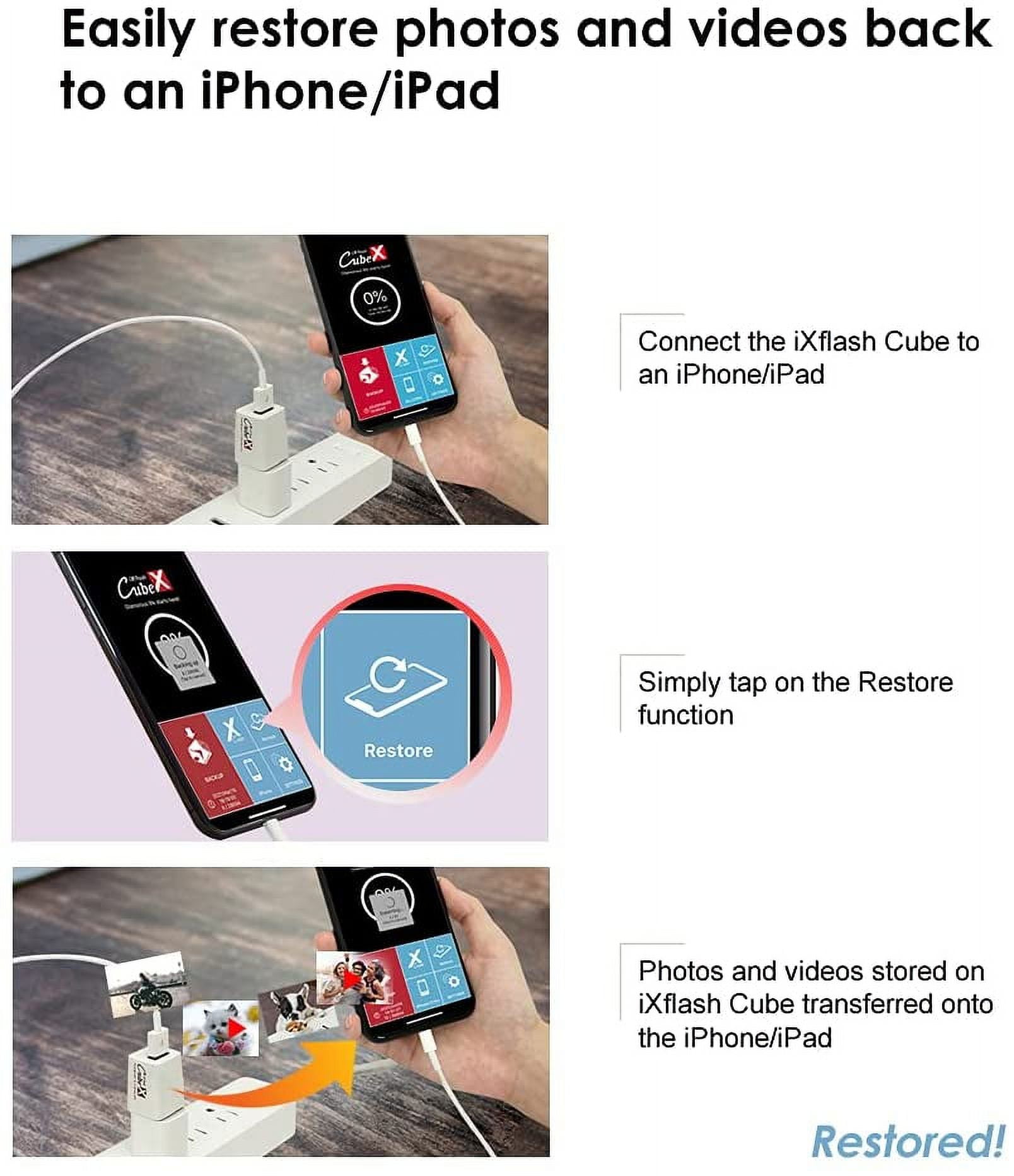 PioData iXflash Cube 512GB Photo Storage Device Apple MFi Certified USB Type A for iPhone & iPad, Auto Backup Photos & Videos