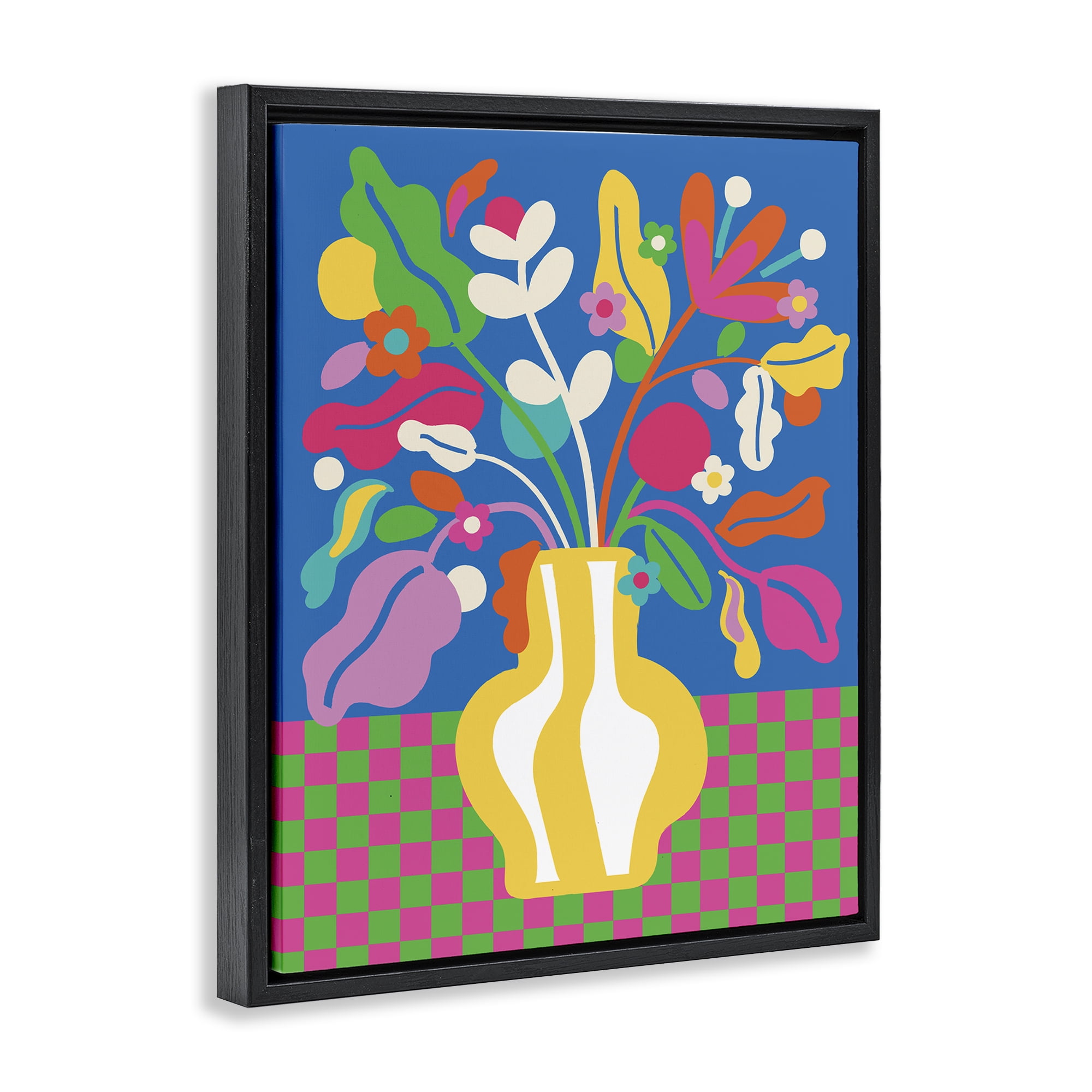 Stupell Industries Vivid Bloom Bouquet Plants & Flowers Painting Black Floater Framed Canvas Art Print Wall Art, 17 x 21