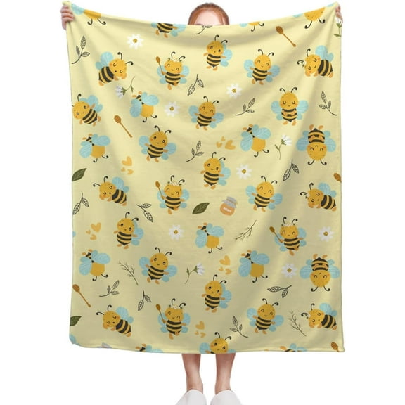 Bee Blanket, Bees Throw Blanket, 40 x 50 Inch Throw Lightweight Super Soft Cozy Blankets for Couch Bed Sofa Chair