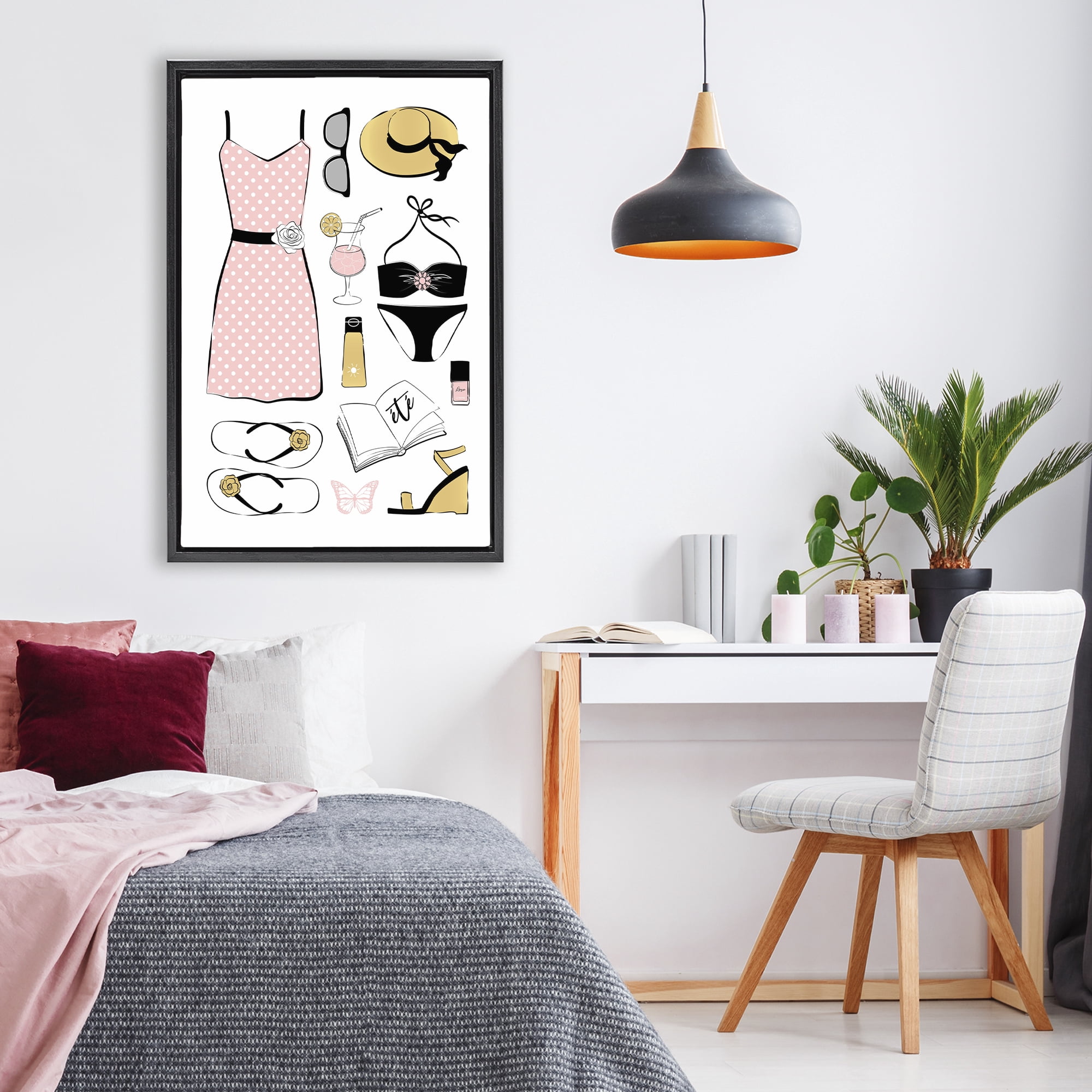 Stupell Industries Summer Vibes Necessities Black Framed Floater Canvas Wall Art, design by Martina Pavlova