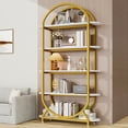 thumbnail image 2 of Modfurne Tall Bookshelf Arched Bookcase, Modern 5-Tier Book Shelves with Storage Organizer Living Room, Library, Home Office, Gold, 2 of 6