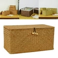 thumbnail image 3 of Storage Basket With Lid Woven Rattan Sundries Bins Laundry Storage Box Wicker Basket S, 3 of 9