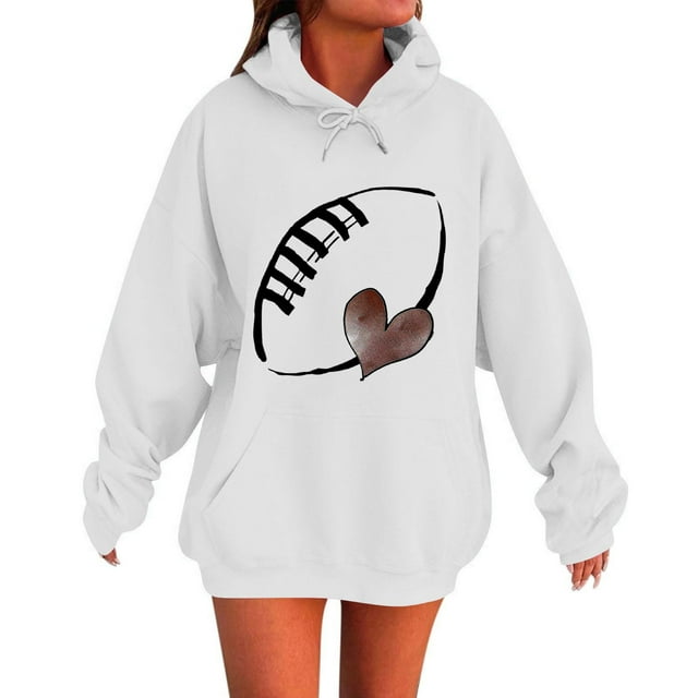 Dagegui Chandails à Capuche pour Femmes, Graphiques Tendance, Manches Longues, Chandails à Capuche en Molleton Mince, Hauts à Enfiler, Vêtements d'Automne et d'Hiver, Blanc, P