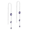 thumbnail image 4 of Graduated Tiers Purple Cubic Zirconia Sterling Silver Threader Earrings, 4 of 5