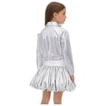 thumbnail image 2 of Haitryli Kids Girls Metallic Dance Outfits Shiny Cropped Jacket with Bubble Skirt Set Hip Hop Jazz Clothes Dancewear Silver 14, 2 of 7