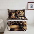 thumbnail image 4 of Lion Bedding Wild Lion Lover Couple Comforter Set King 3Pcs African Animal Theme Bedding Comforter Sets, Black Brown Cheetah Leopard Print Quilted Duvet Set with 2 Pillowcases, 4 of 7