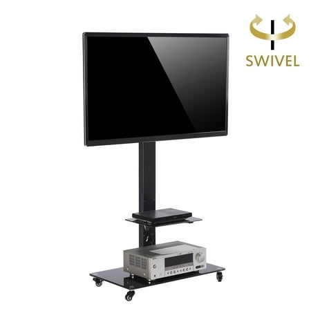 Furnature Deals Christmas Deals New Year Deals-TAVR Moblile Floor TV Stand Cart with Audio Shelf and Heavy Duty Lockable Caster Wheels, for 37 to 70 inch LCD LED Oled Qled Flat Panel and Curved TVs ,TF5001 … ()