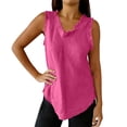 thumbnail image 6 of Tqcoqu Women's Ruffled Rounf Neck Sleeveless Tank Top Casual Loose Fit Solid Color Summer Blouse,Hot Pink,Women's M-XXXL, 6 of 9