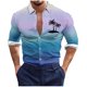 thumbnail image 2 of Blusa y camisa de manga larga con cuello vuelto para hombre, estilo casual, a la moda, con botones estampados, blusa de manga larga con cuello vuelto, camisetas de poliéster para hombre, 2 of 5