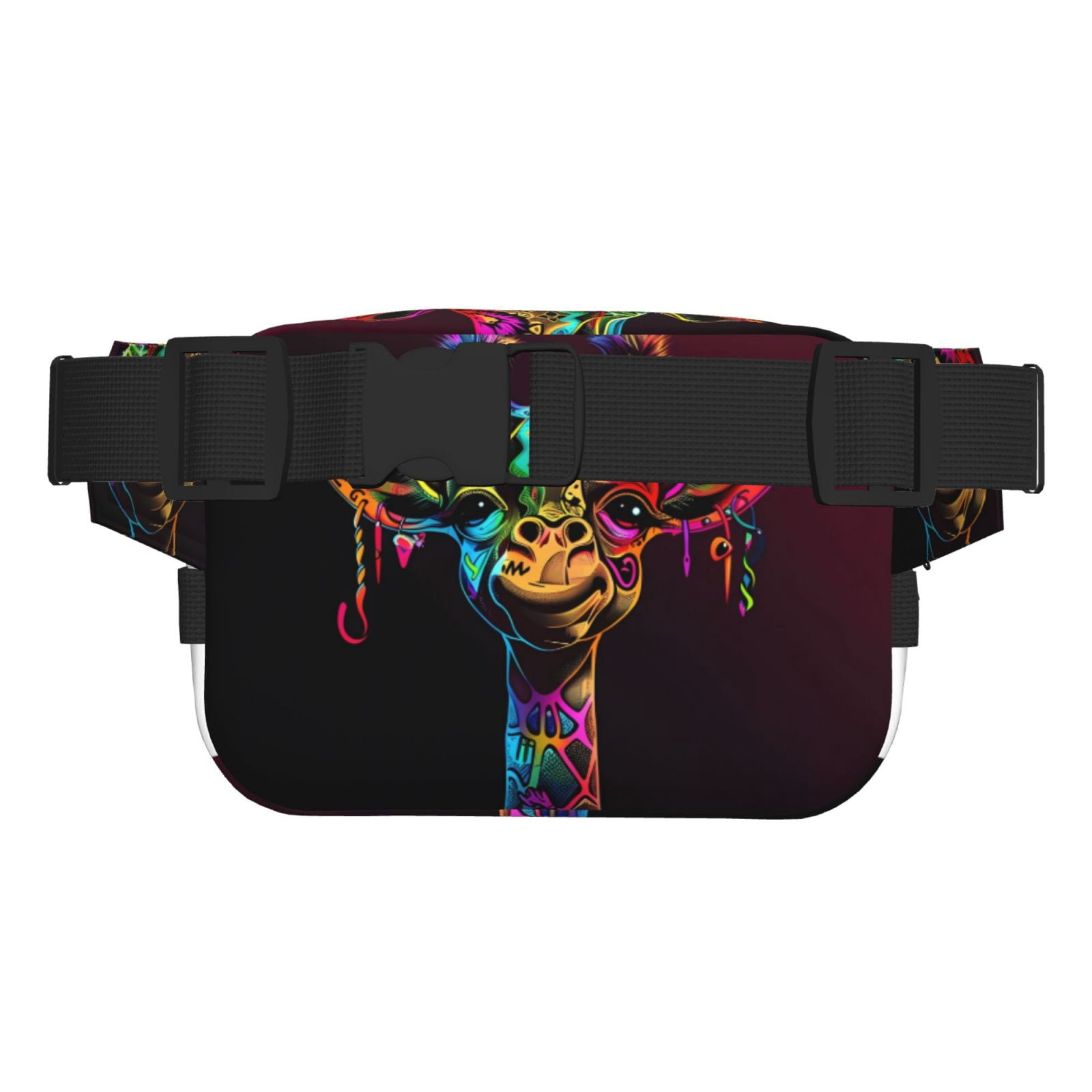 Hirioo Neon Psychedelic Giraffe for Double Layer Waist Bag Adjustable Fanny Pack For Travel Running Hiking