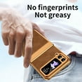 thumbnail image 7 of Dteck for Galaxy Z Flip 4 5G Plating PC Case,Shockproof Slim Anti-Slip Luxury Leather Cover with Hinge Protection Case for Samsung Galaxy Z Flip 4,Brown, 7 of 7
