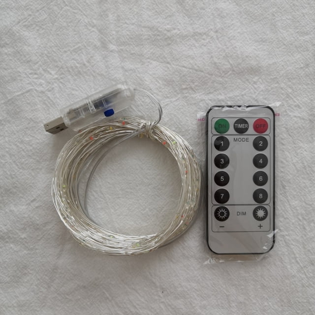 Cadena de lámpara de alambre de cobre con control remoto por USB, lámpara de decoración navideña para bodas, cadena de lámpara de estrella de alambre de cobre LED