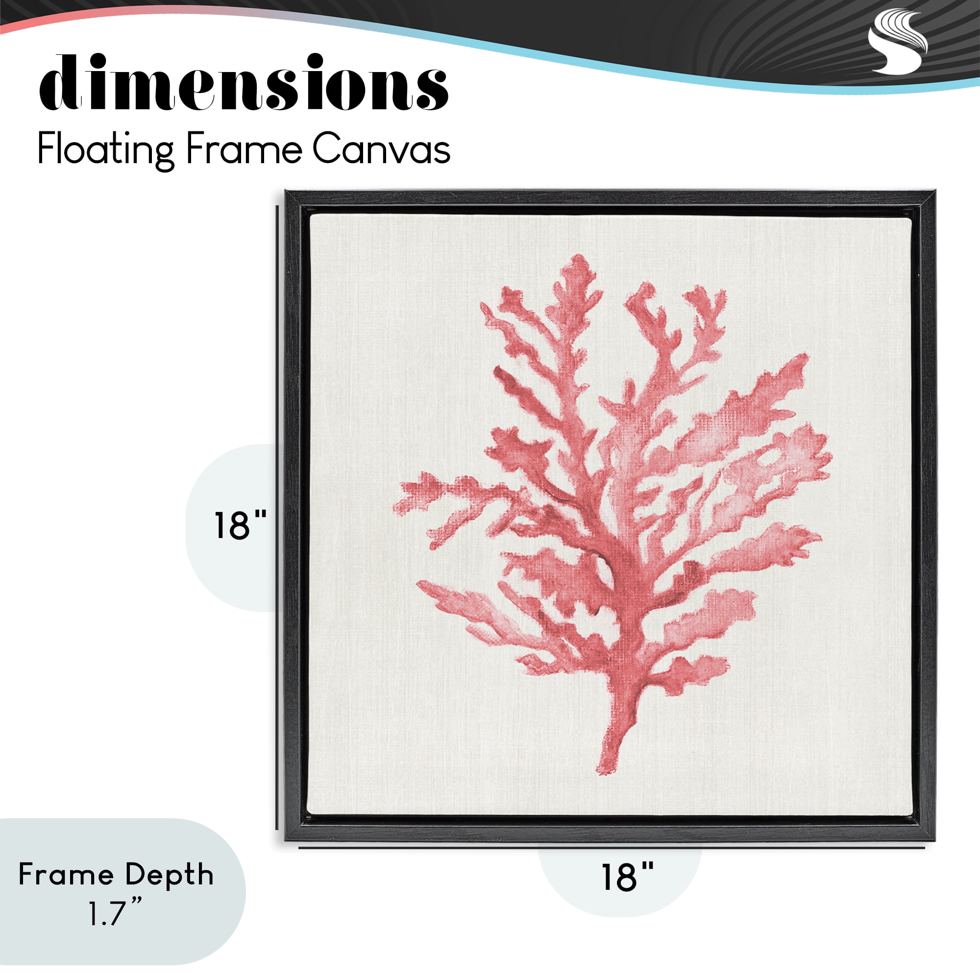 Stupell Industries Rosy Pink Coral Branch Black Framed Floater Canvas Wall Art, design by Janet Tava