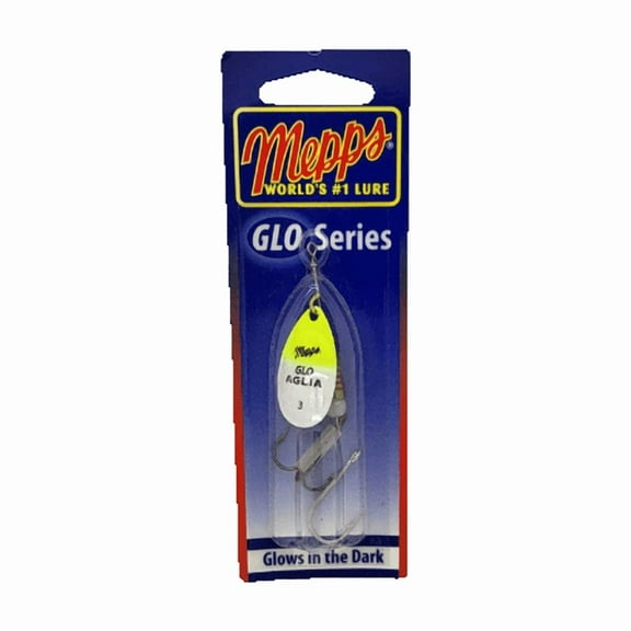 Mepps GLO Aglia In-Line Spinner, 1/4oz, Plain Treble Hook, GLO Chartreuse