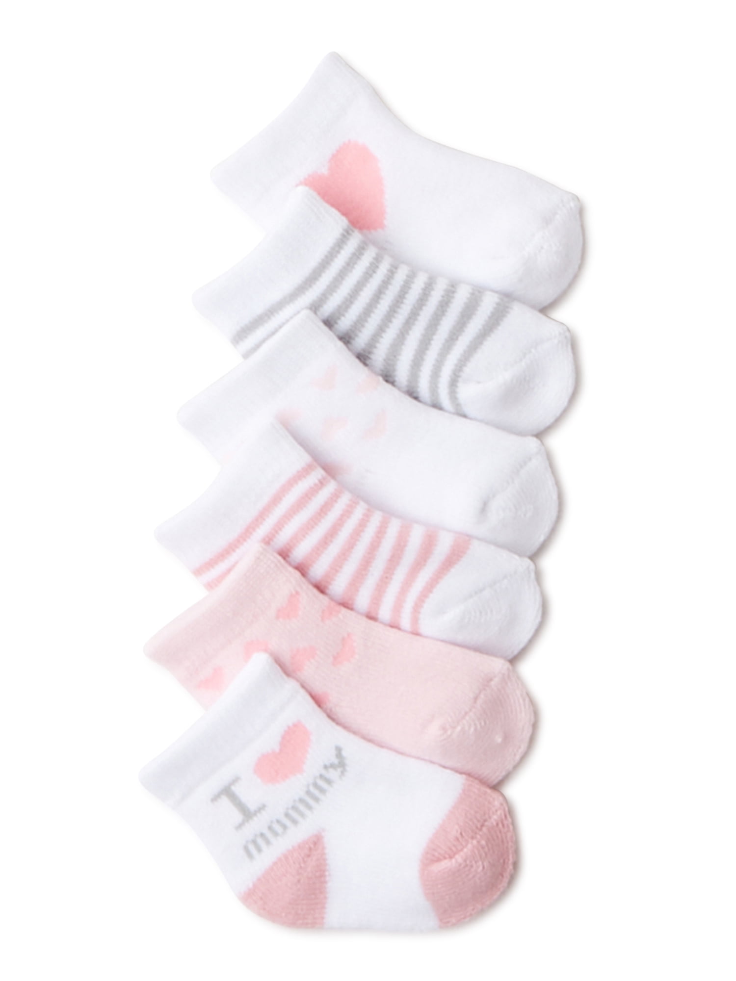 Carter's Child of Mine Baby Girls' Mommy Crew Cut Socks, 6 Pack