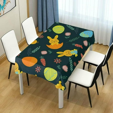 

Hyjoy Easter Bunny Egg Rectangle Tablecloth Spill-Proof Polyester Table Cloth Table Cover for Kitchen Dining Picnic Holiday Party Decoration 60x120 Inch