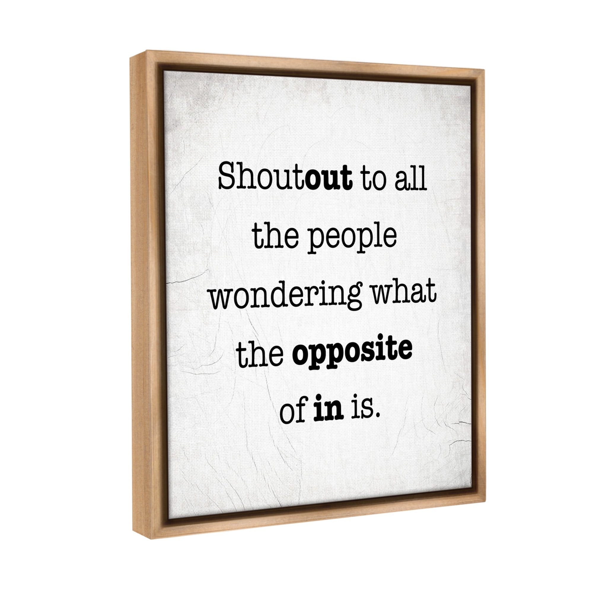 Stupell Industries Funny Out In Phrase Typography Painting Brown Floater Framed Canvas Art Print Wall Art, 17 x 21