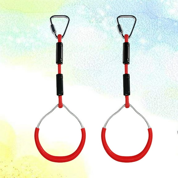 Worgeous Kids Playground Equipment with 2pcs Swing Gymnastic Rings for Outdoor Use Red