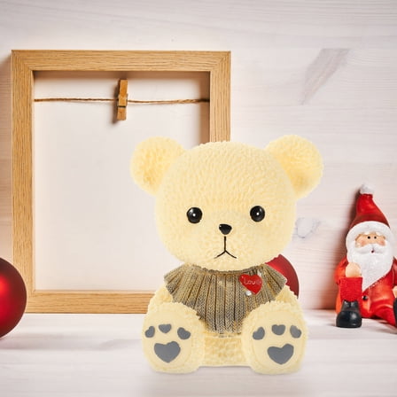 GAXIRE Adorable Cartoon Bear Bank for Kids, Grey Bank for Storage and Home Decoration, 16.5 x 14 x 10 cm