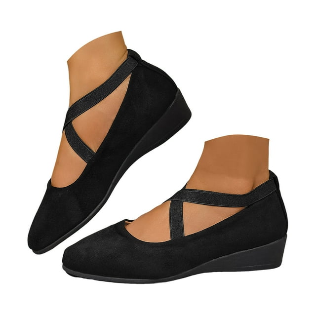 Mepaouo Ballerines à Talon Compensé Bas pour Femmes, Style Mary Jane, Mariage, Fête, Décontracté, Affaires, Escarpins
