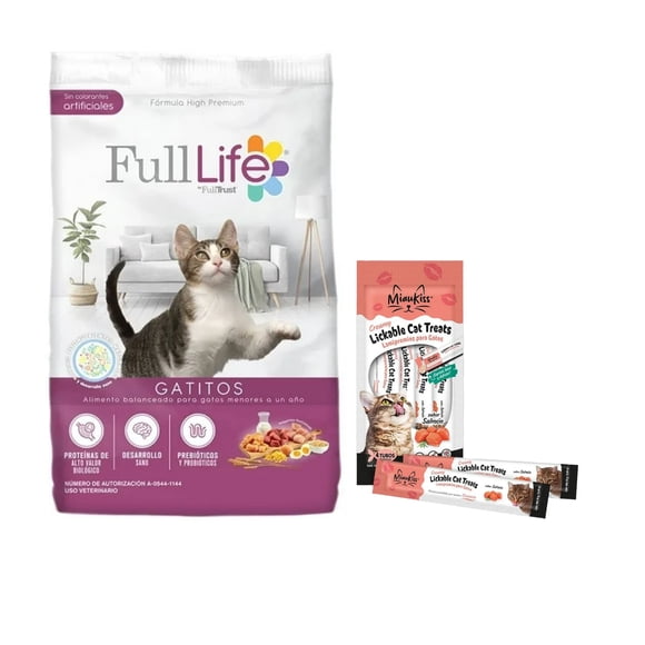 Full Life Gatitos 1.3 kg + MIAUKISS LICKABLE SALMON 4 PACK 56GR