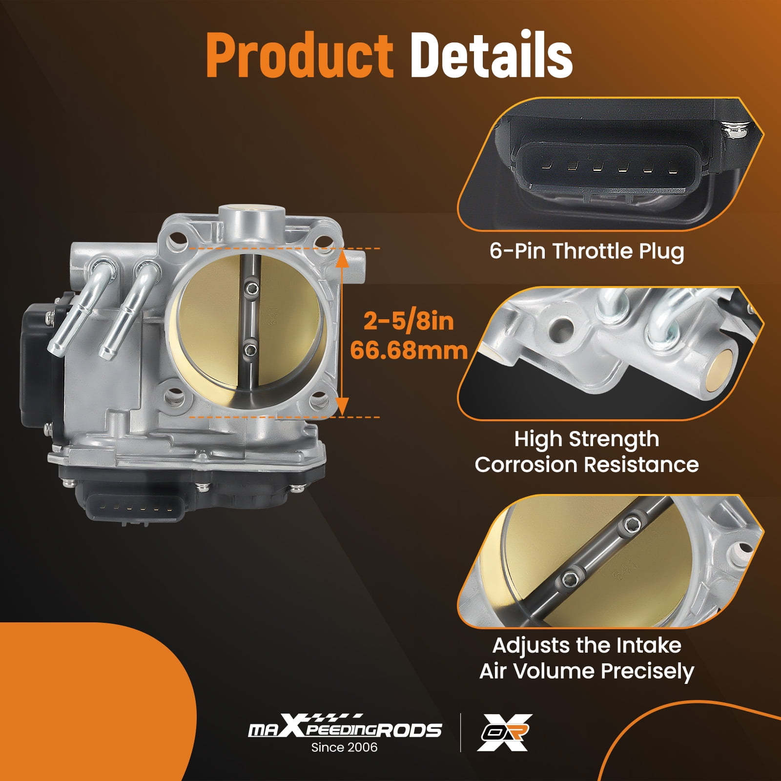 maXpeedingrods Electronic Throttle Body for Acura ILX 2013-2015 TSX 2009-2014, for Honda Accord 2008-2012 Civic 2012-2015 CR-V 2010-2014 Crosstour EX-L 2012-2015, L4 2.4L, 16400-R44-A02 15810PNEG01