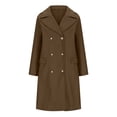 thumbnail image 4 of WCMZJ Women's Winter Double Breasted Midi Long Wool Pea Coat Notch Lapel Winter Trench Coat Wool Blend Over Coats Long Jackets Army Green S, 4 of 6