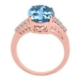 thumbnail image 3 of Mauli Jewels Rings for Women 3.3 Carat Oval Shaped Blue Topaz and Diamond Ring 4-Prong 10K Rose Gold, 3 of 6