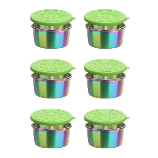 Contenedores Condimentos Pequeños Salacas Salsa Cazas Ensalada 6 60 Ml Acero Inoxidable A Prueba Fugas para Picnics Preparación Comida Y Almacenamiento