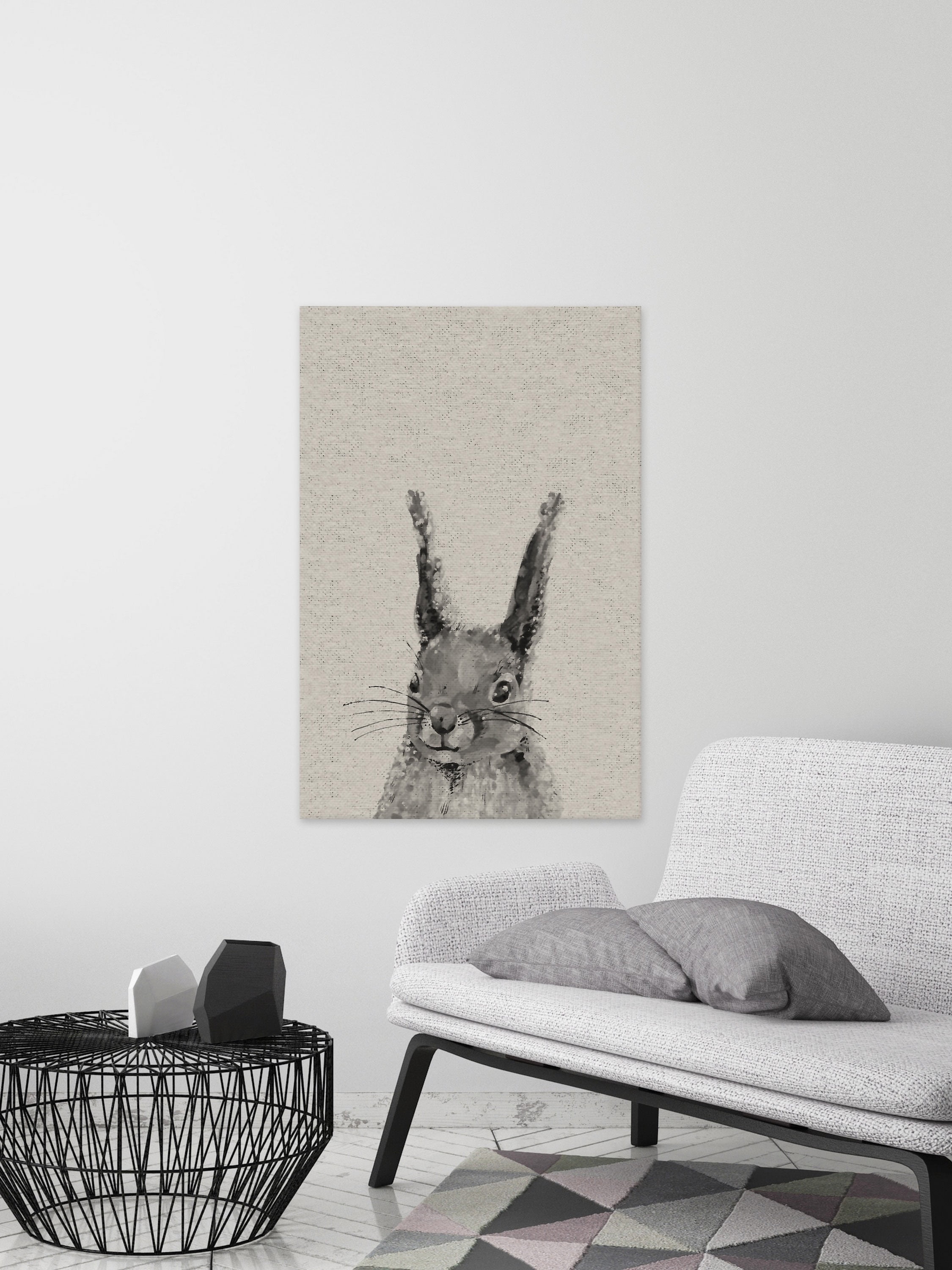 Grey Rabbit III Painting Print on Wrapped Canvas