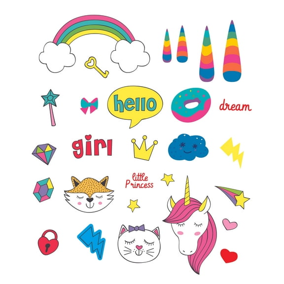 RAINBOW UNICORN - Vinyl Kids Girls Bedroom Girly Girl Collage Decor - Dream Little Princess Lettering Art Home Wall Decoration 8" x 10"