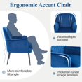 thumbnail image 4 of Modern Velvet Accent Chair with Metal Legs - Blue, 4 of 10