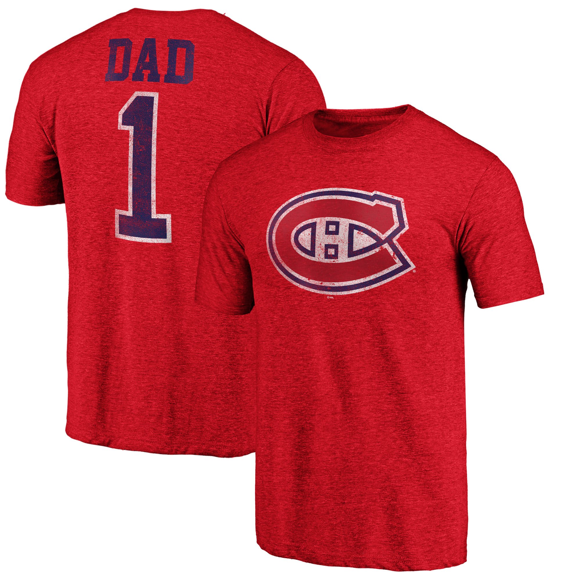 Men's Red Montreal Canadiens Greatest Dad Tri-Blend T-Shirt