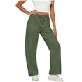 thumbnail image 2 of MaFYtyTPR Sweatpants for Women Women's Fashion Solid Color Elastic Waist Adjustable Drawstring Pocket Baggy Long Pants A-Army Green L, 2 of 5