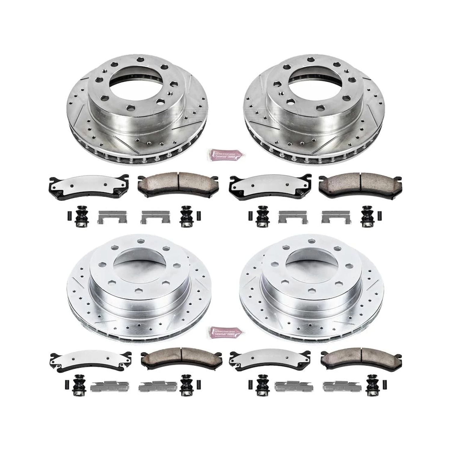PowerStop Front and Rear Z36 Truck & Tow Carbon-Fiber Ceramic Brake Pad and Drilled and Slotted Rotor Kit Fits: CHEVROLET GMC Select Models K4426-36