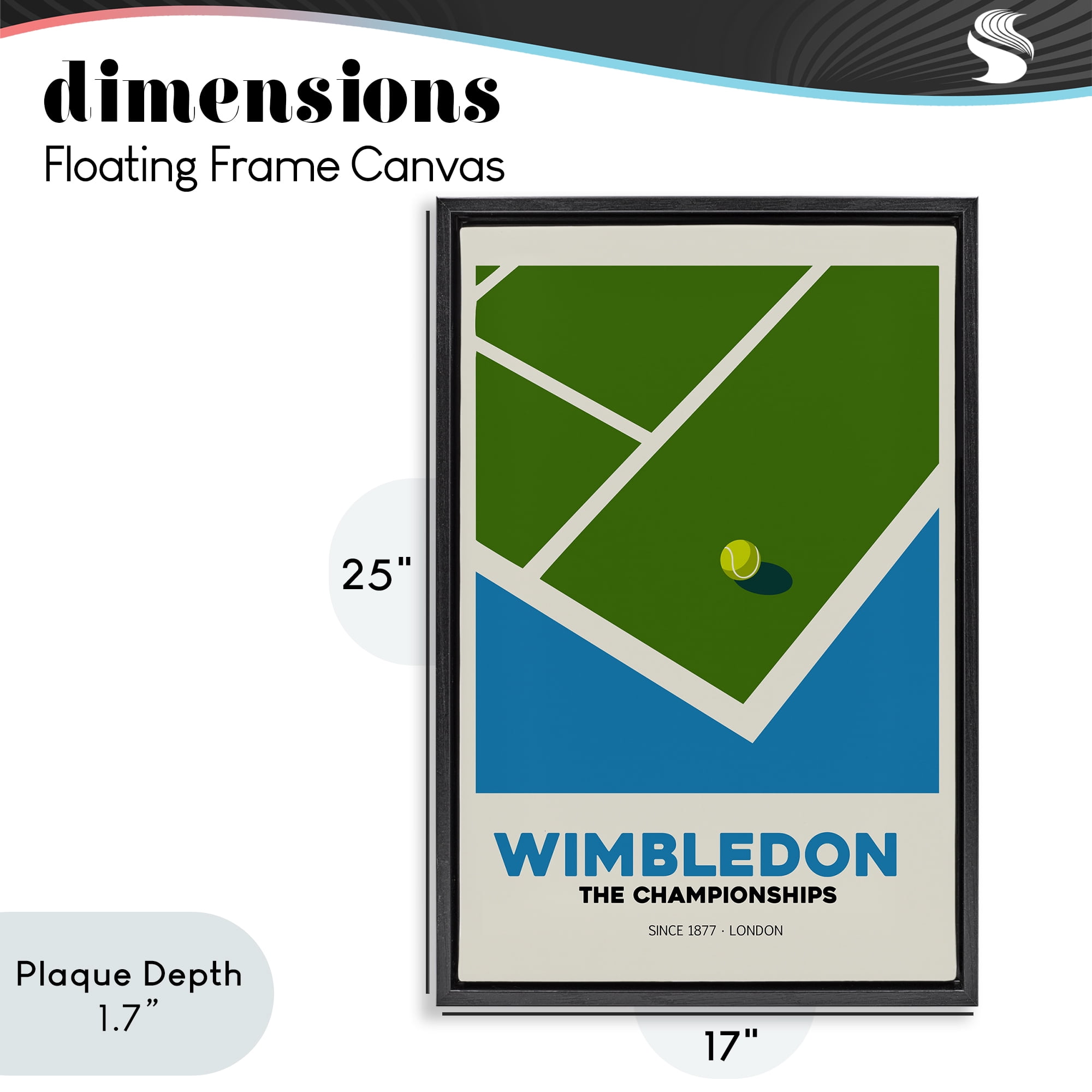 Stupell Industries Wimbledon Tennis Court Black Framed Floater Canvas Wall Art, design by Andreas Magnusson