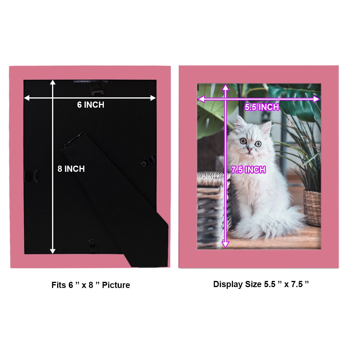Modern 6 in. x 8 in. Hot Pink Picture Frame (Set of 4)