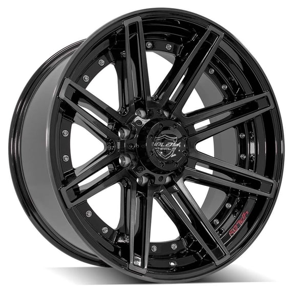 22x10 4PLAY 4P08 Gloss Black w/ Brushed Face & Tinted Clear Wheel 8x180 (-24mm)