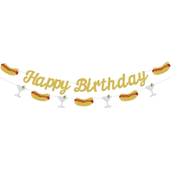 Decoraciones para fiestas de cumpleaños con purpurina con temática de perritos calientes KEWUFD