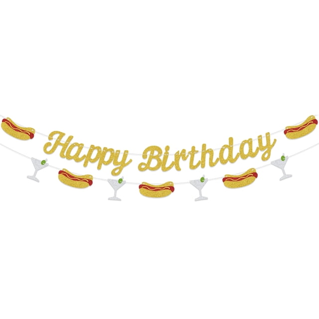 Decoraciones para fiestas de cumpleaños con purpurina con temática de perritos calientes KEWUFD