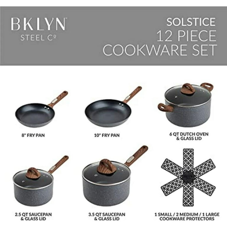 BKLYN Brooklyn Steel Co. Cookware SOLSTICE 12 pc Non-Stick Pan Set 